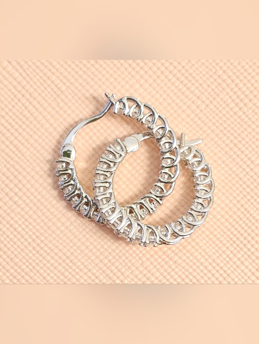 925 STERLING SILVER with CZ Earring Hoops